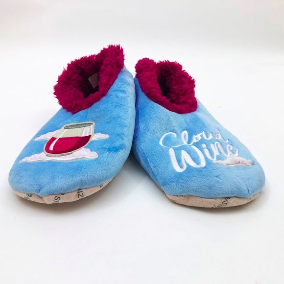 NWT Snoozies Women's Slippers Cloud Wine Light Blue Large 9/10 - Picture 2 of 6